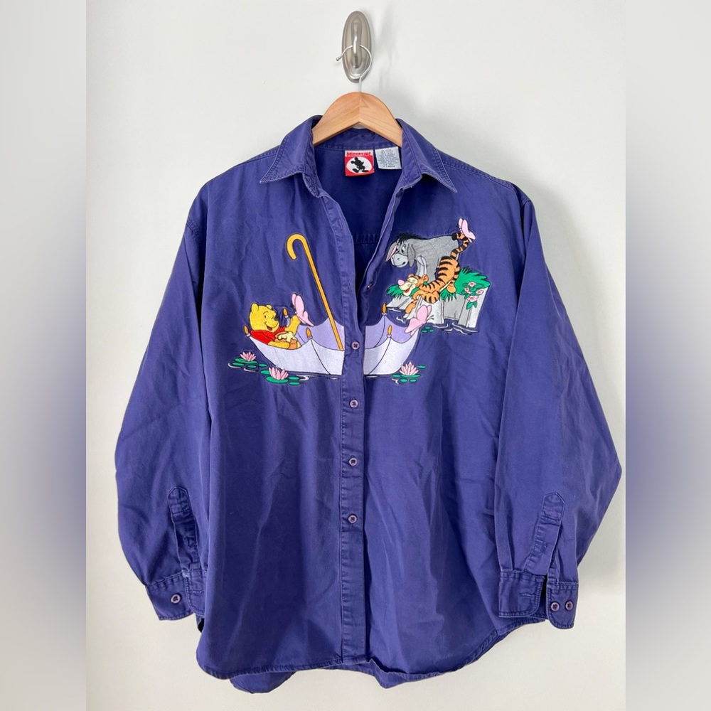Vintage Winnie The Pooh Embroidered Button Up Size XL - Picture 1 of 3